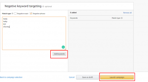 Amazon Negative Keywords Set Up