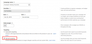 Manual Targeting Amazon Campaign