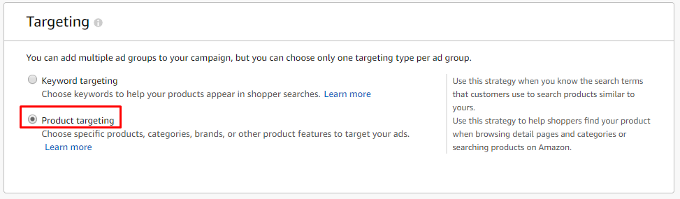 Amazon Product Targeting